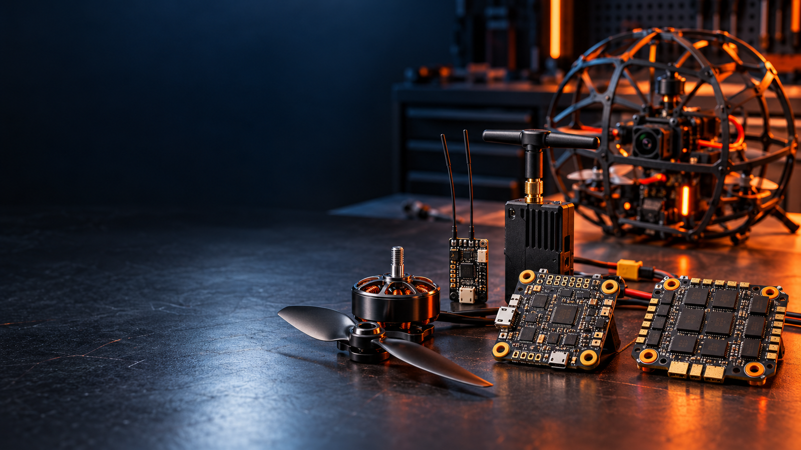 Propulsion components and electronics in an illustrative product setting